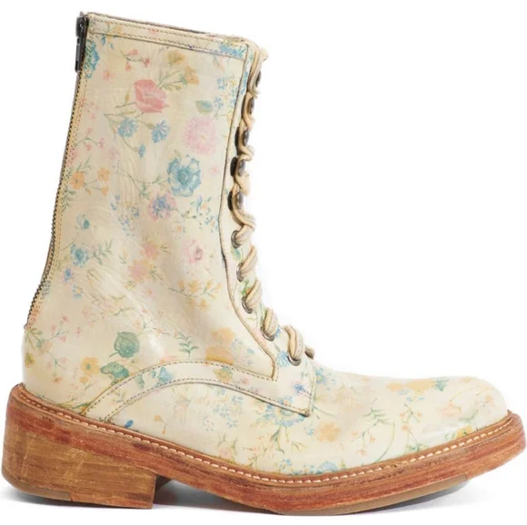 NWOB Free People Santa Fe Combat Boot in floral ecru - Picture 3 of 13